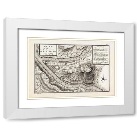 Plan of the Town of Pittsburg, Pennsylvania, 1796 White Modern Wood Framed Art Print with Double Matting by Collot, George Henri Victor