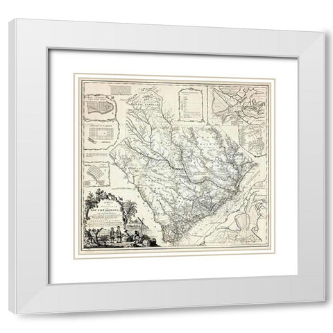 A Map of the Province of South Carolina, 1773 White Modern Wood Framed Art Print with Double Matting by Cook, James