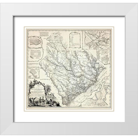 A Map of the Province of South Carolina, 1773 White Modern Wood Framed Art Print with Double Matting by Cook, James