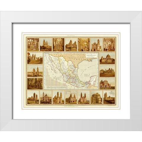 Carta Eclesiastica, 1885 White Modern Wood Framed Art Print with Double Matting by Cubas, Antonio Garcia