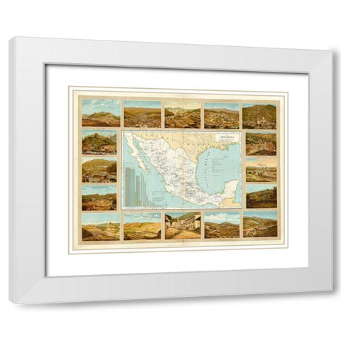 Carta Minera, 1885 White Modern Wood Framed Art Print with Double Matting by Cubas, Antonio Garcia