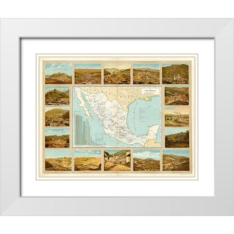 Carta Minera, 1885 White Modern Wood Framed Art Print with Double Matting by Cubas, Antonio Garcia