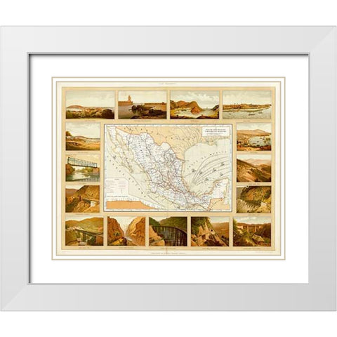 Vias de Comunicacion y Movimiento Maritimo, 1885 White Modern Wood Framed Art Print with Double Matting by Cubas, Antonio Garcia