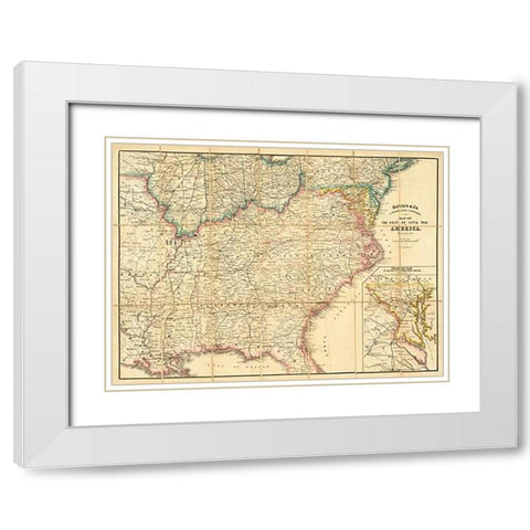 Map of The Seat of Civil War In America, 1862 White Modern Wood Framed Art Print with Double Matting by Davies and Co.