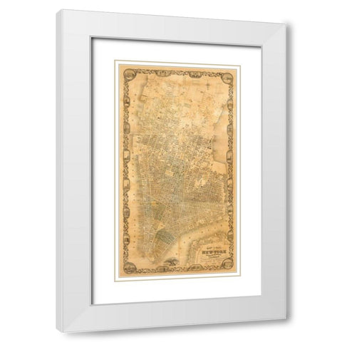 City of New York Extending Northward to 50th St., 1852 White Modern Wood Framed Art Print with Double Matting by Dripps, Matthew
