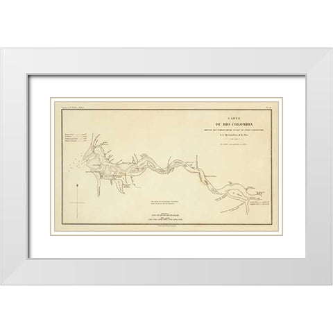 Columbia River, Oregon, Washington, 1844 White Modern Wood Framed Art Print with Double Matting by De Mofras, Eugene Duflot