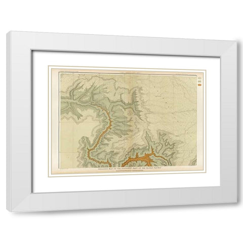 Grand Canyon - Geologic Map of The Southern Part of The Kaibab Plateau (Part I. North-Western Sheet) White Modern Wood Framed Art Print with Double Matting by Dutton, Clarence
