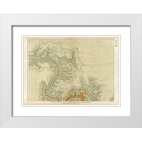 Grand Canyon - Geologic Map of The Southern Part of The Kaibab Plateau (Part I. North-Western Sheet) White Modern Wood Framed Art Print with Double Matting by Dutton, Clarence
