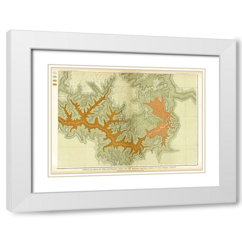 Grand Canyon - Geologic Map of The Southern Part of The Kaibab Plateau (Part IV. South-Eastern Sheet White Modern Wood Framed Art Print with Double Matting by Dutton, Clarence