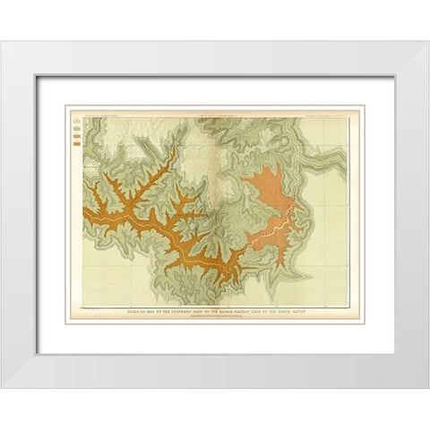 Grand Canyon - Geologic Map of The Southern Part of The Kaibab Plateau (Part IV. South-Eastern Sheet White Modern Wood Framed Art Print with Double Matting by Dutton, Clarence