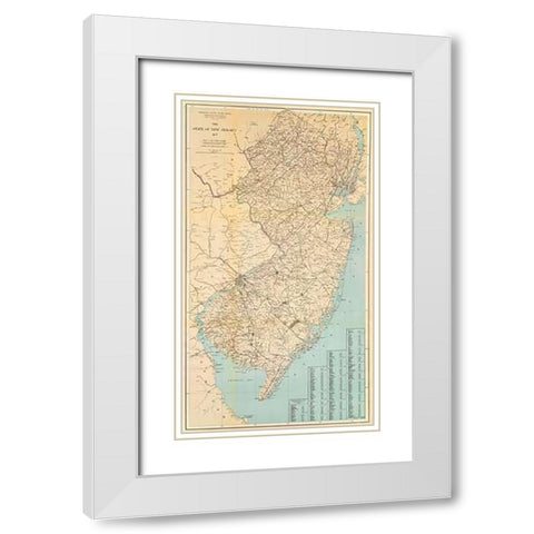 The State of New Jersey, 1878 White Modern Wood Framed Art Print with Double Matting by Geological Survey of New Jersey