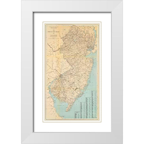 The State of New Jersey, 1878 White Modern Wood Framed Art Print with Double Matting by Geological Survey of New Jersey