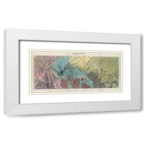 Geological Map, Rio Colorado of the West, 1858 White Modern Wood Framed Art Print with Double Matting by Ives, J.C