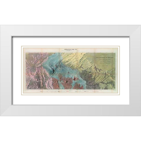 Geological Map, Rio Colorado of the West, 1858 White Modern Wood Framed Art Print with Double Matting by Ives, J.C