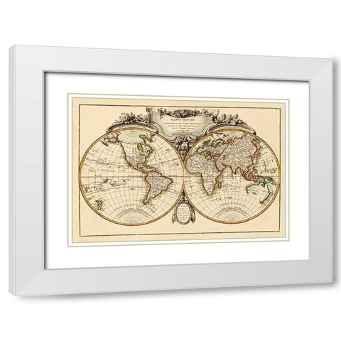 Mappemonde, 1782 White Modern Wood Framed Art Print with Double Matting by Janvier, Jean