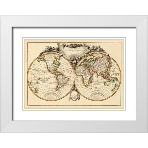 Mappemonde, 1782 White Modern Wood Framed Art Print with Double Matting by Janvier, Jean