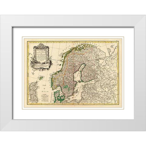 Suede, Danemarck et Norwege, 1762 White Modern Wood Framed Art Print with Double Matting by Janvier, Jean