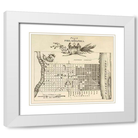 Philadelphia, 1824 White Modern Wood Framed Art Print with Double Matting by Klinckowstrom, Axel Leonhard