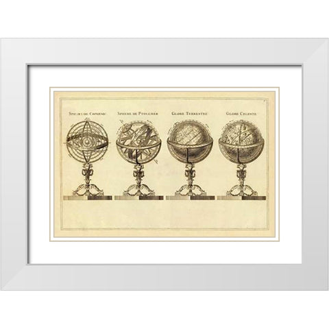 Spheres et Globes, 1791 White Modern Wood Framed Art Print with Double Matting by Lattre, Jean