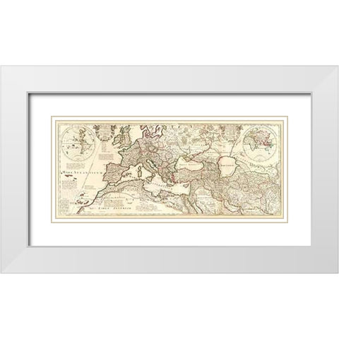 TheatMaps Historicum, 1705 White Modern Wood Framed Art Print with Double Matting by De Lisle, Guillaume