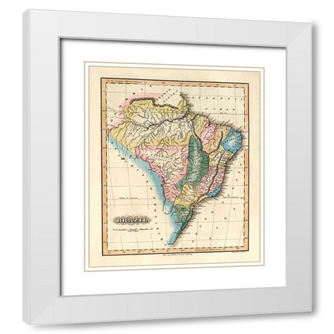 Brazil, 1823 White Modern Wood Framed Art Print with Double Matting by Lucas, Fielding