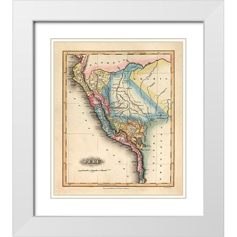 Peru, 1823 White Modern Wood Framed Art Print with Double Matting by Lucas, Fielding