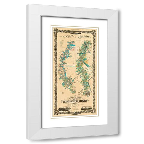 Chart of The Lower Mississippi River, 1858 White Modern Wood Framed Art Print with Double Matting by Norman, B.M.