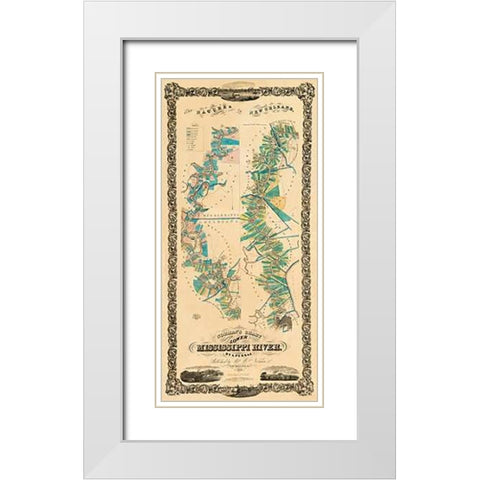 Chart of The Lower Mississippi River, 1858 White Modern Wood Framed Art Print with Double Matting by Norman, B.M.