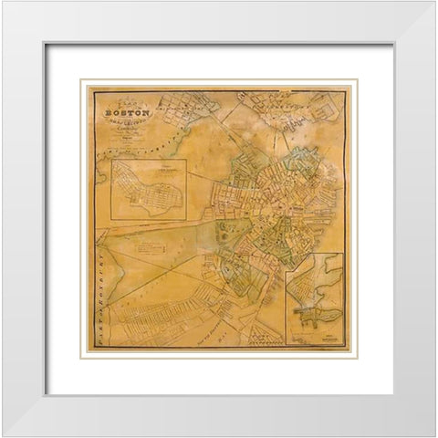 Boston, 1835 White Modern Wood Framed Art Print with Double Matting by Smith, George G.