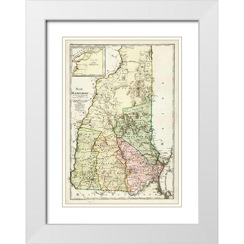 New Hampshire, 1796 White Modern Wood Framed Art Print with Double Matting by Sotzmann, Daniel Friedrich