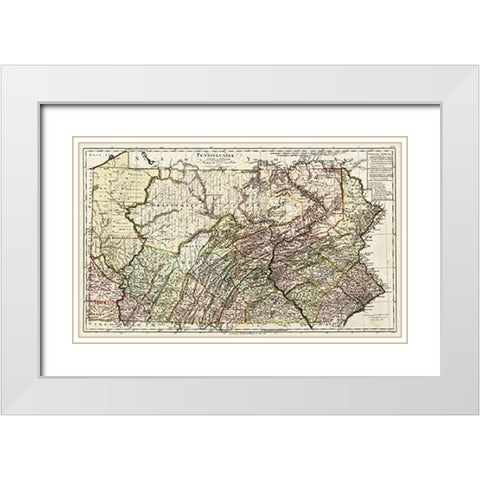 Pennsylvania, 1797 White Modern Wood Framed Art Print with Double Matting by Sotzmann, Daniel Friedrich