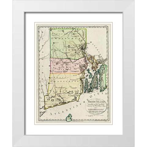 Rhode Island, 1797 White Modern Wood Framed Art Print with Double Matting by Sotzmann, Daniel Friedrich