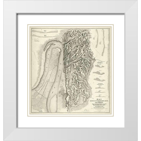 Civil War Map of The Siege of Vicksburg, Miss, 1863 White Modern Wood Framed Art Print with Double Matting by Spangenberg, Charles