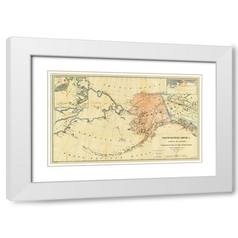Northwestern America Showing The Territory Ceded By Russia To The United States, 1867 White Modern Wood Framed Art Print with Double Matting by Sumner, Charles