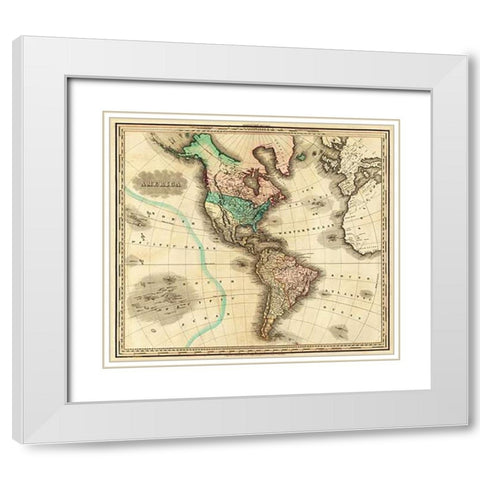 America, 1823 White Modern Wood Framed Art Print with Double Matting by Tanner, Henry