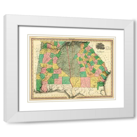 Georgia and Alabama, 1823 White Modern Wood Framed Art Print with Double Matting by Tanner, Henry