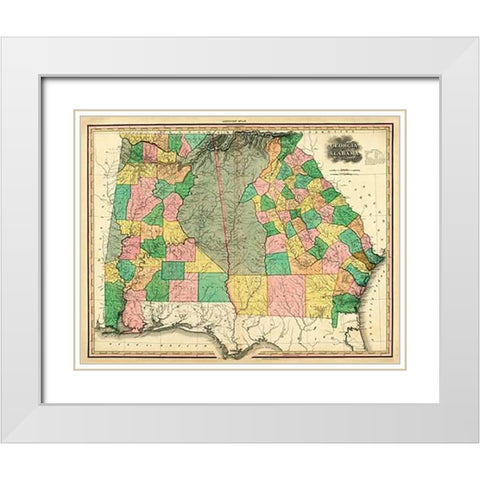 Georgia and Alabama, 1823 White Modern Wood Framed Art Print with Double Matting by Tanner, Henry