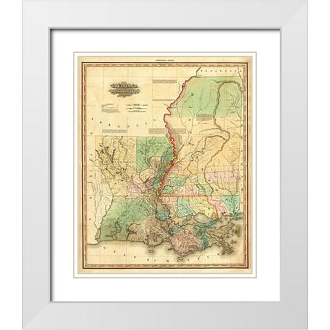 Louisiana and Mississippi, 1823 White Modern Wood Framed Art Print with Double Matting by Tanner, Henry
