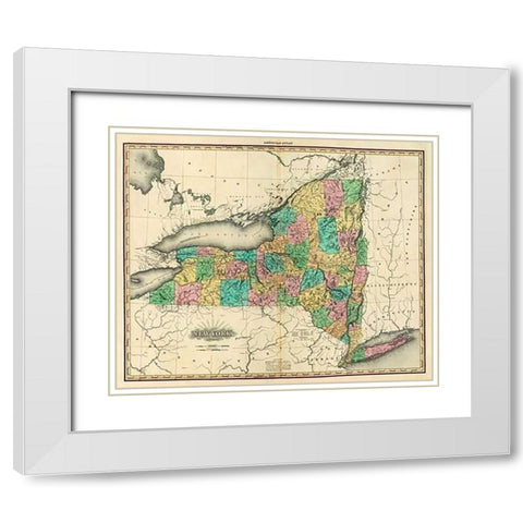 New York, 1825 White Modern Wood Framed Art Print with Double Matting by Tanner, Henry