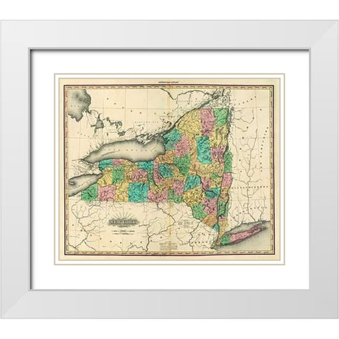 New York, 1825 White Modern Wood Framed Art Print with Double Matting by Tanner, Henry