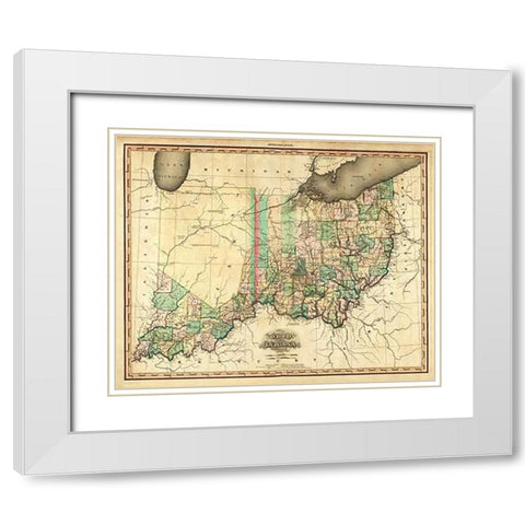 Ohio and Indiana, 1823 White Modern Wood Framed Art Print with Double Matting by Tanner, Henry