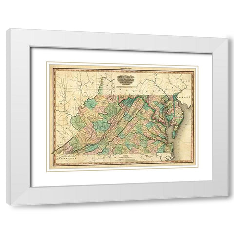 Virginia, Maryland and Delaware, 1823 White Modern Wood Framed Art Print with Double Matting by Tanner, Henry