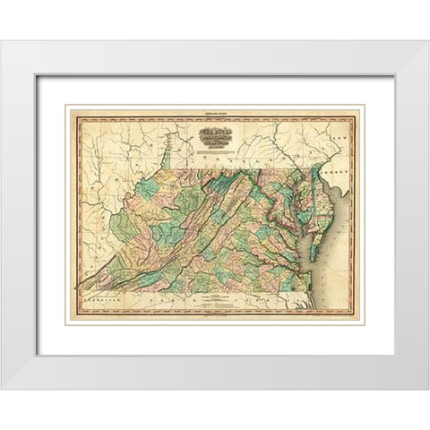Virginia, Maryland and Delaware, 1823 White Modern Wood Framed Art Print with Double Matting by Tanner, Henry