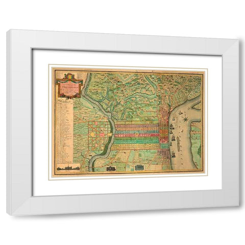 Philadelphia, 1802 White Modern Wood Framed Art Print with Double Matting by Varle, Charles