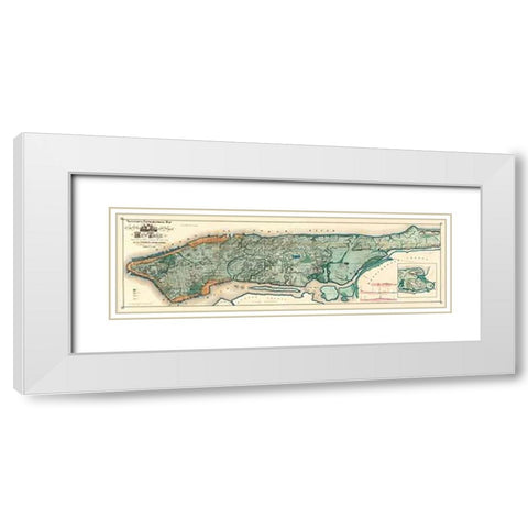 Sanitary and Topographical Map of the City and Island of New York, 1865 White Modern Wood Framed Art Print with Double Matting by Viele, Egbert