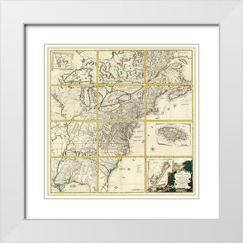 ComVintageite: Colonie Unite dell America Settentrle, 1778 White Modern Wood Framed Art Print with Double Matting by Zatta, Antonio