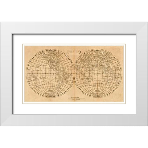 The World, 1812 White Modern Wood Framed Art Print with Double Matting by Arrowsmith, Aaron