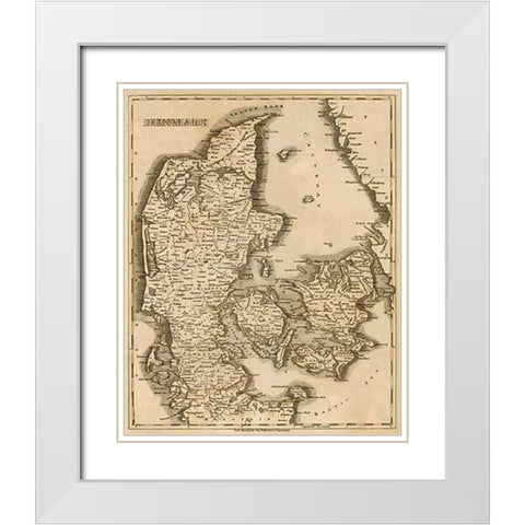 Denmark, 1812 White Modern Wood Framed Art Print with Double Matting by Arrowsmith, Aaron