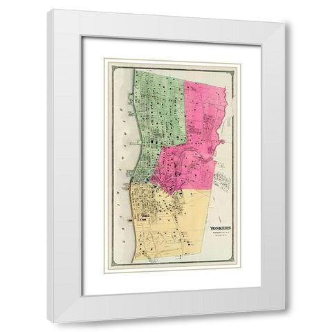 Yonkers, New York, 1868 White Modern Wood Framed Art Print with Double Matting by Beers, Frederick W.