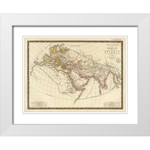 Monde connu des anciens, 1821 White Modern Wood Framed Art Print with Double Matting by Brue, Adrien Hubert